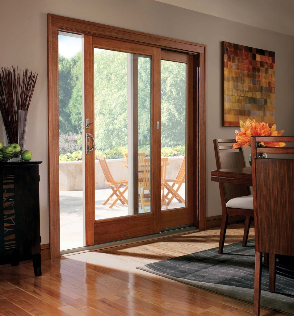 Gliding Patio Doors With Wood Trim 